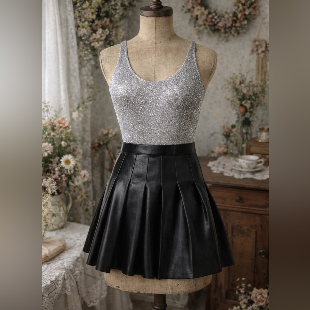 Sunday Best, Aritzia, Vegan Leather, Pleated Mini Skirt